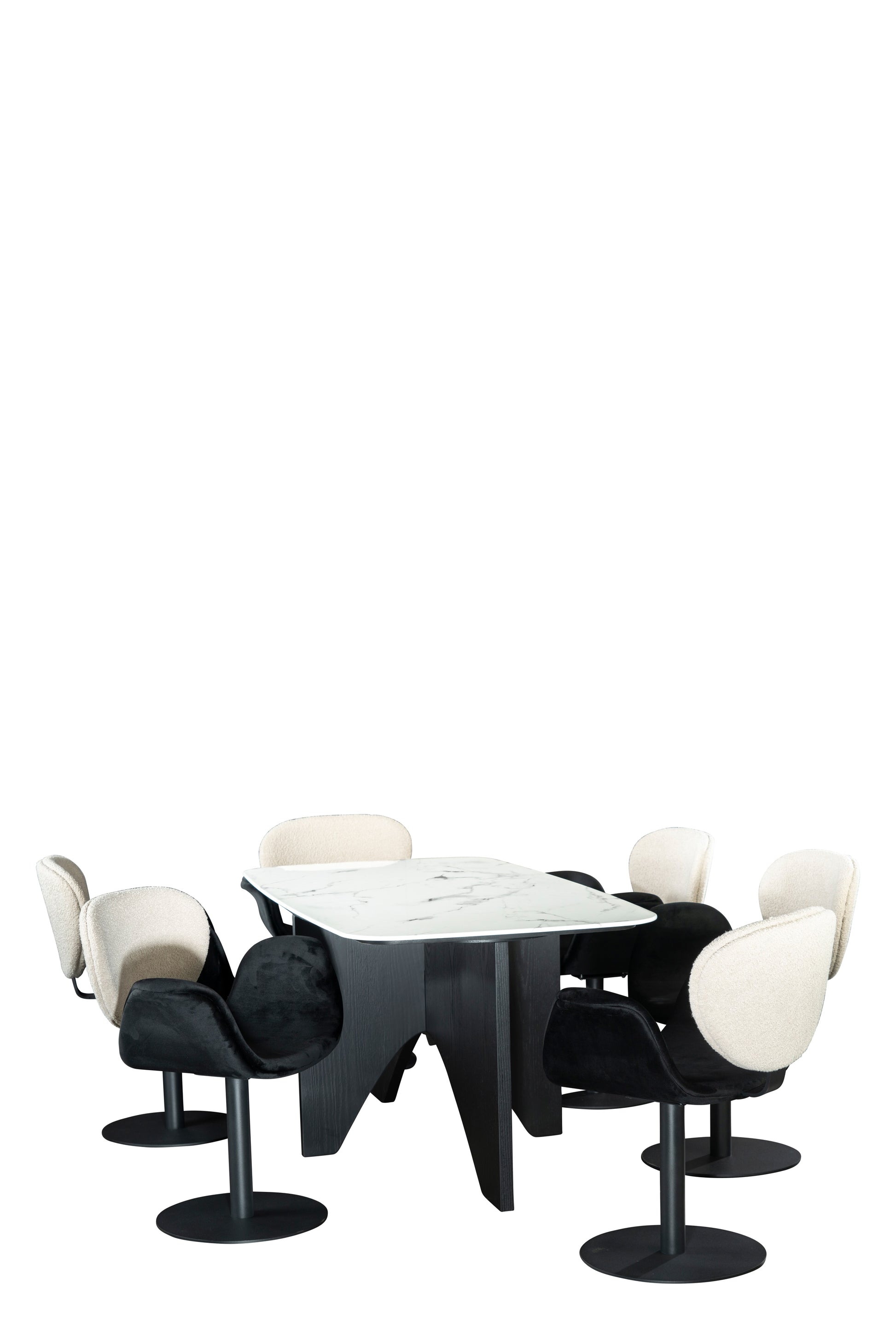 modern conference room set for 6