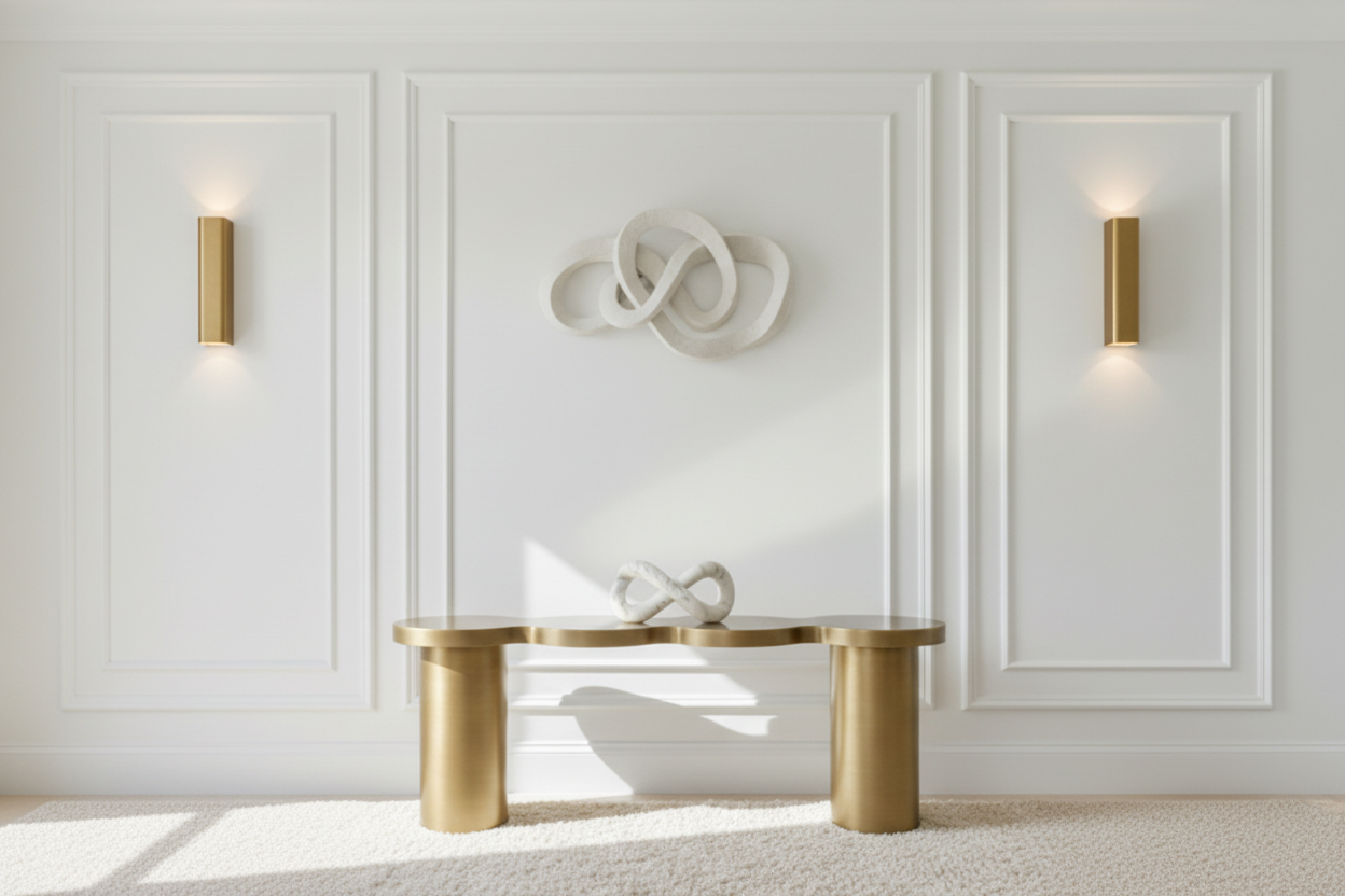 Modern Irregular Shape Nuage Console Table in Brass