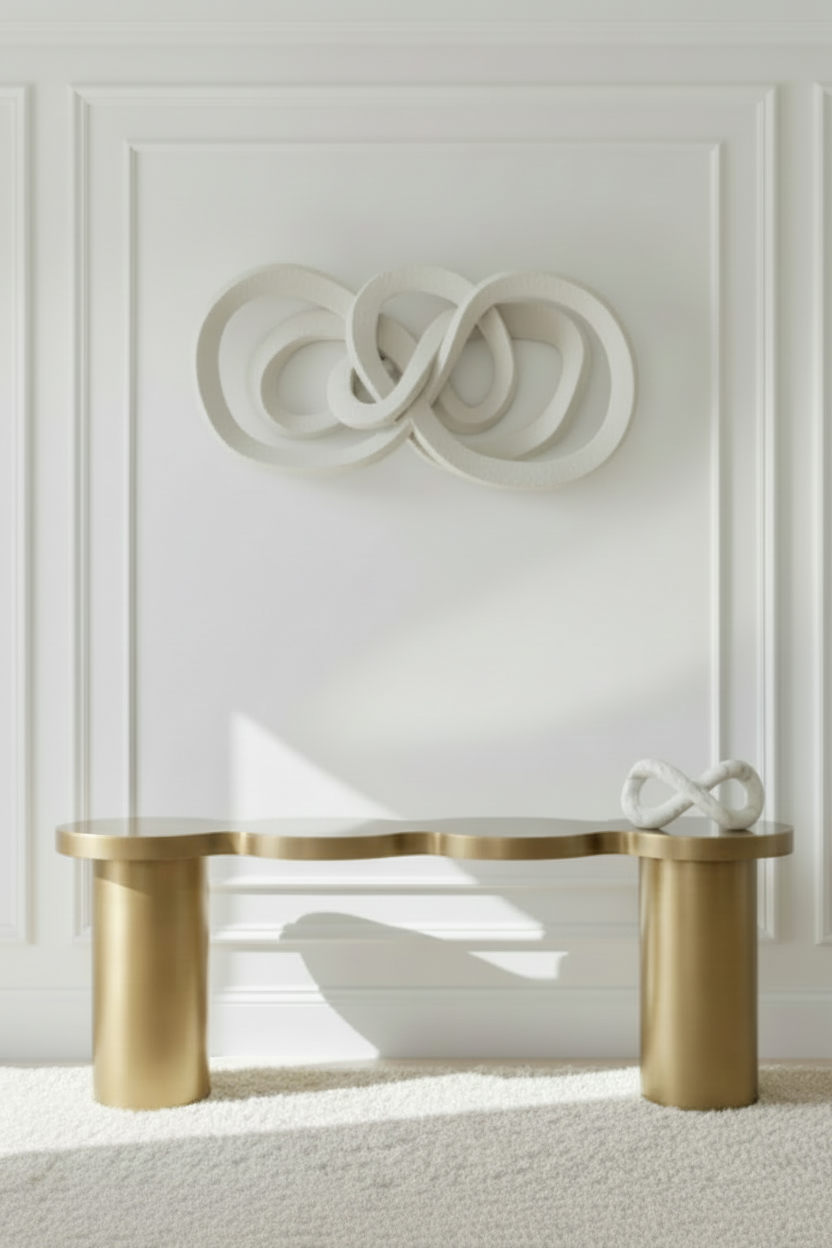 Modern Irregular Shape Nuage Console Table in Brass
