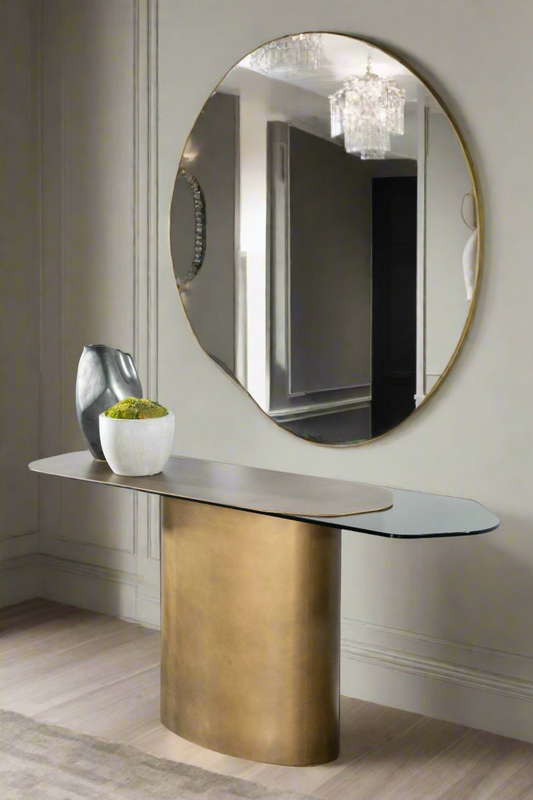 metal and glass console table