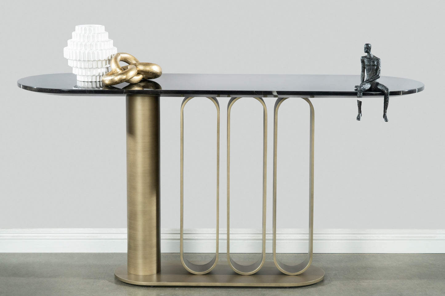 Kyle Black Marble Top Modern Console Table in Gold