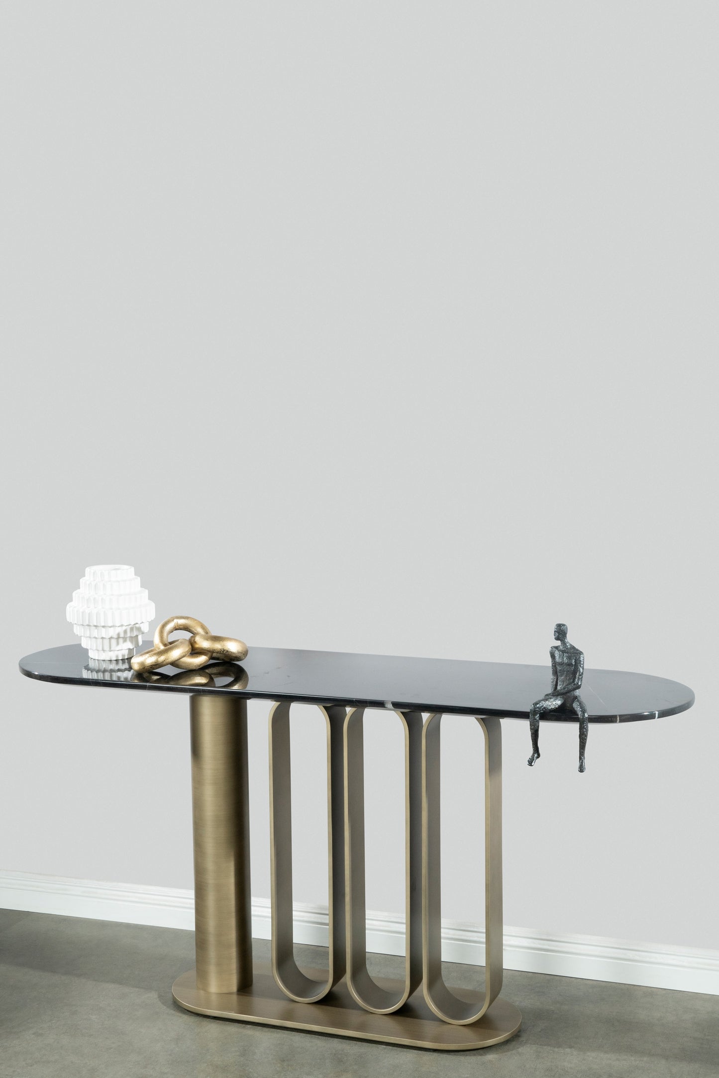 Kyle Black Marble Top Modern Console Table in Gold