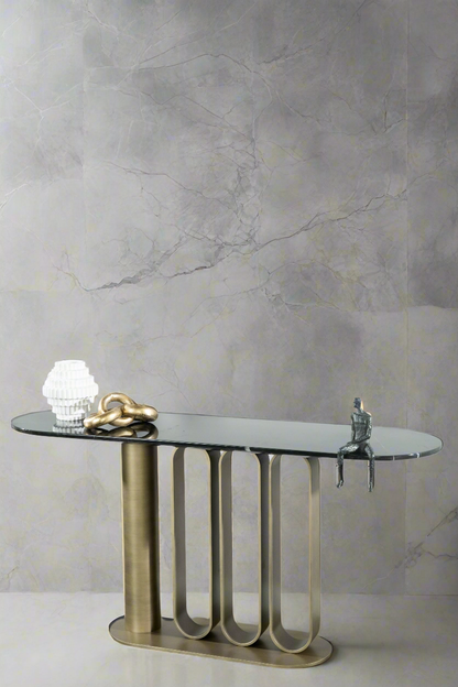 Kyle Black Marble Top Modern Console Table in Gold