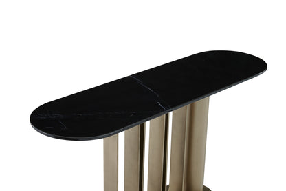 Kyle Black Marble Top Modern Console Table in Gold