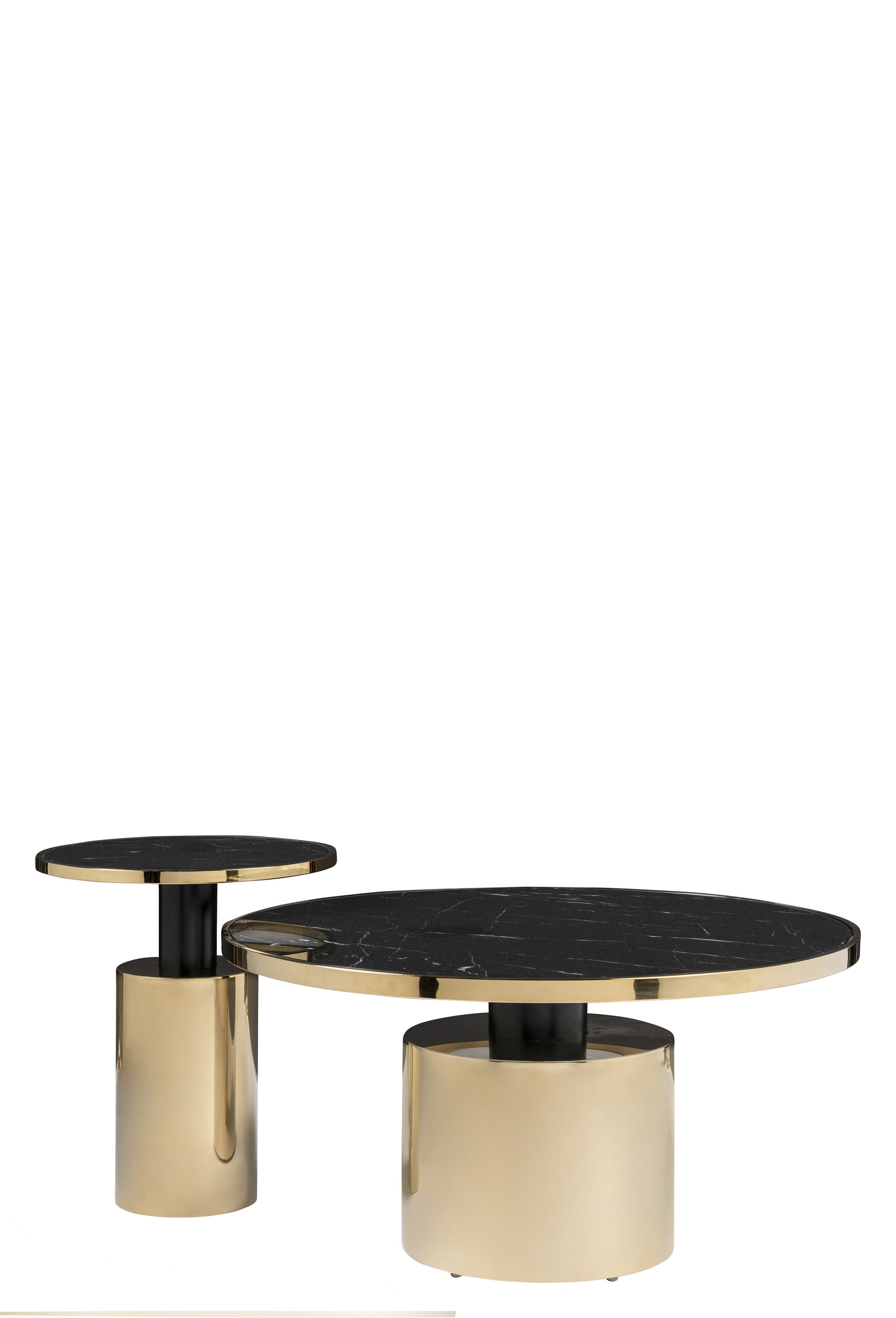 black and gold coffee table set round