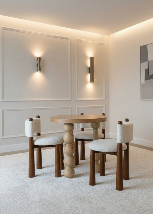 Zenda Bistro Table Set for 3 in White and Brown