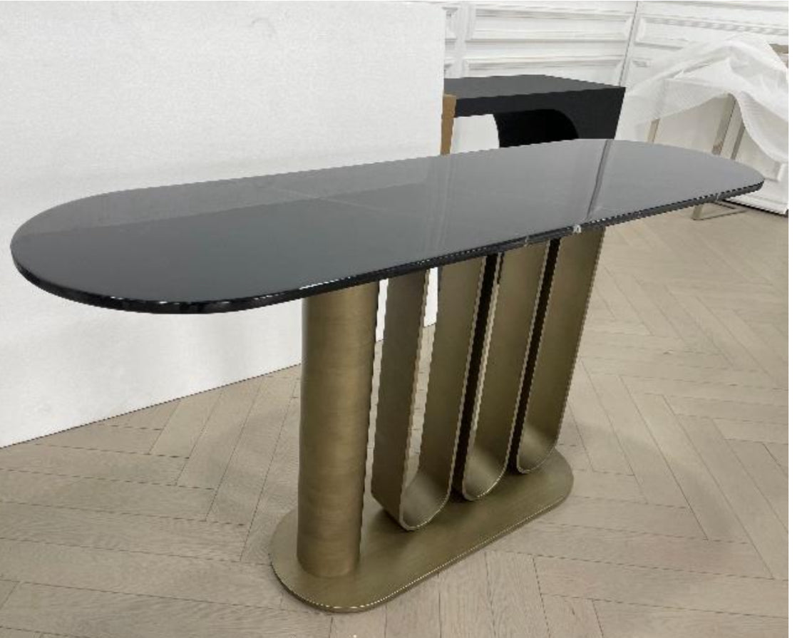 Kyle Black Marble Top Modern Console Table in Gold