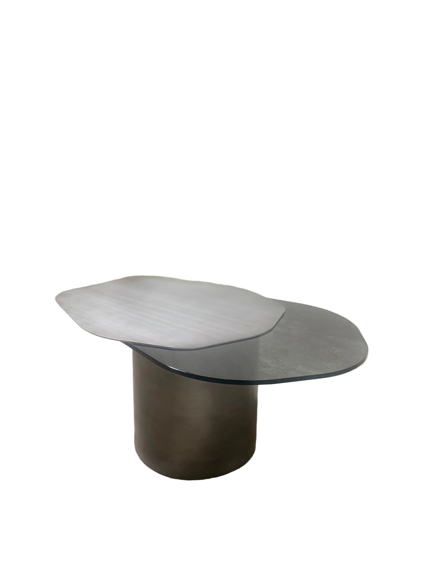 Modern Irregular 43" Kaylee Coffee Table in Matt Silver