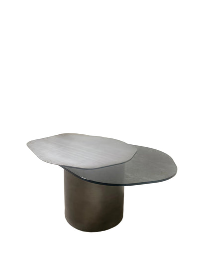 Modern Irregular 43" Kaylee Coffee Table in Matt Silver
