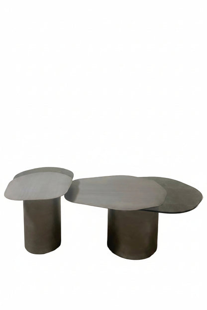 Modern Irregular 43" Kaylee Coffee Table in Matt Silver