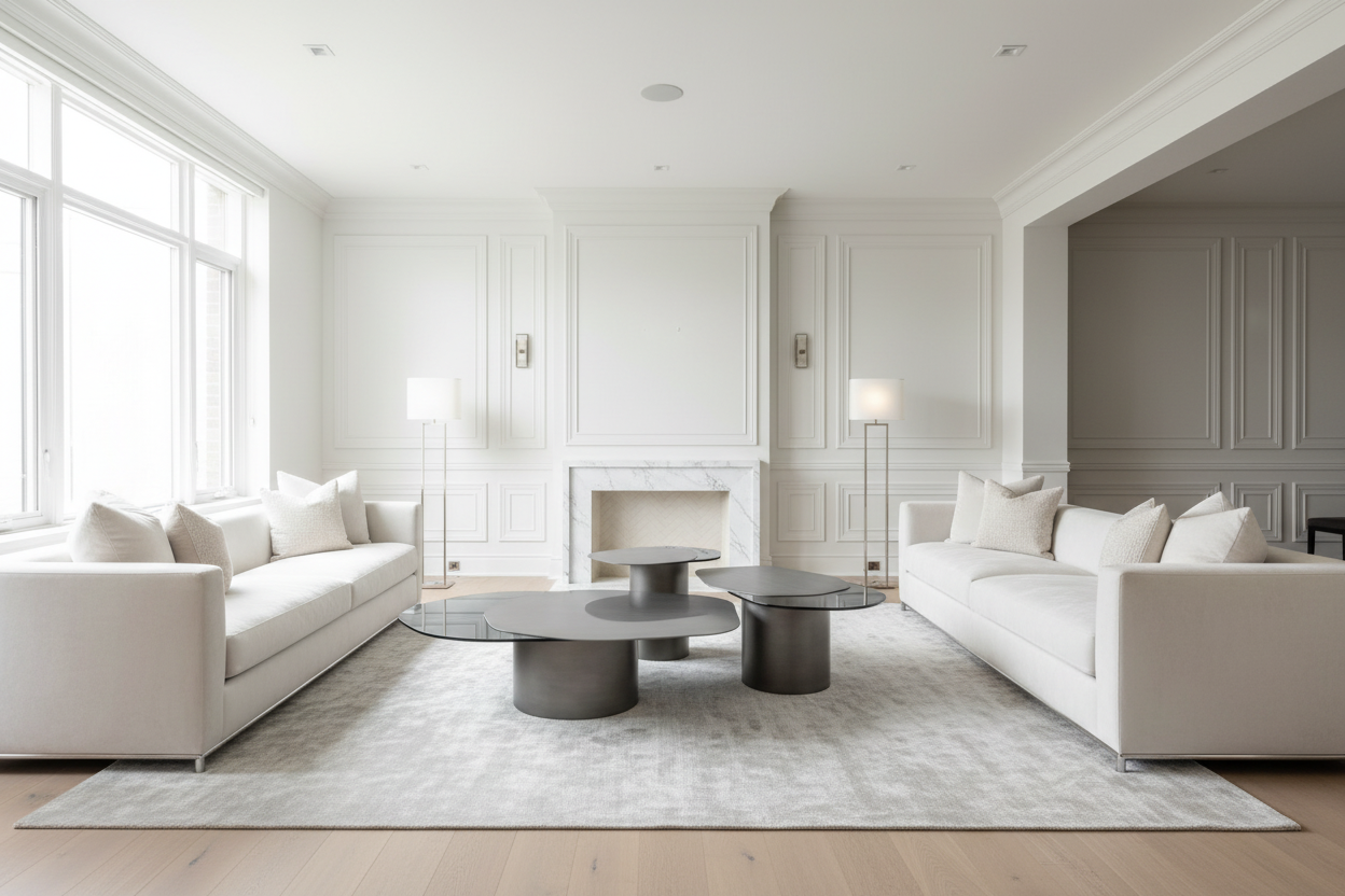 Set of 3 Modern Irregular Kaylee Coffee Table Set in Silver