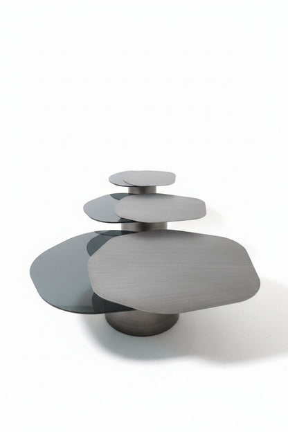 Set of 3 Modern Irregular Kaylee Coffee Table Set in Silver