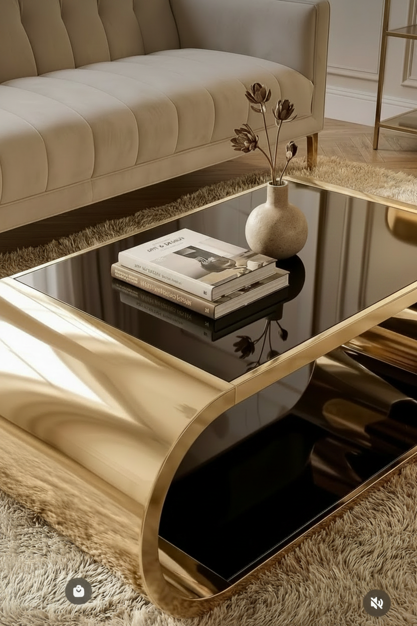 Pia Modern Coffee Table in Gold