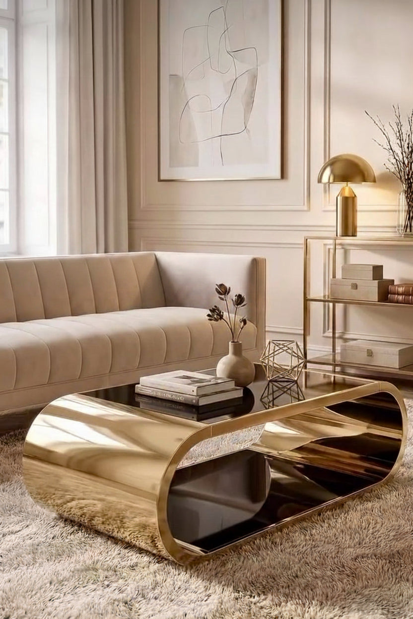 Pia Modern Coffee Table in Gold