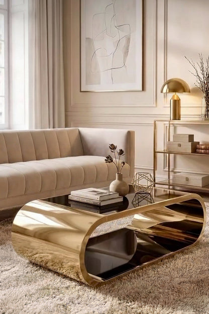 Pia Modern Coffee Table in Gold