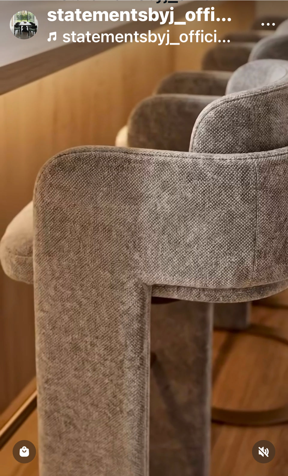 Indigo Upholstered Counter Chair in Gray with Brass Base