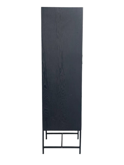 Black Tall Industrial Cane Accent Cabinet