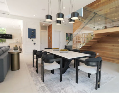 Conan Wood Dining Armchair Chair in Black and White