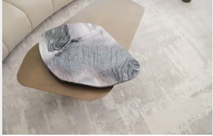 Modern Irregular Alexis Rotating Marble Top Coffee Table