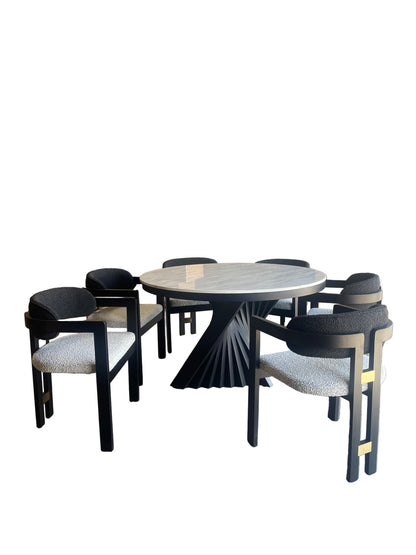 marble top dining set round