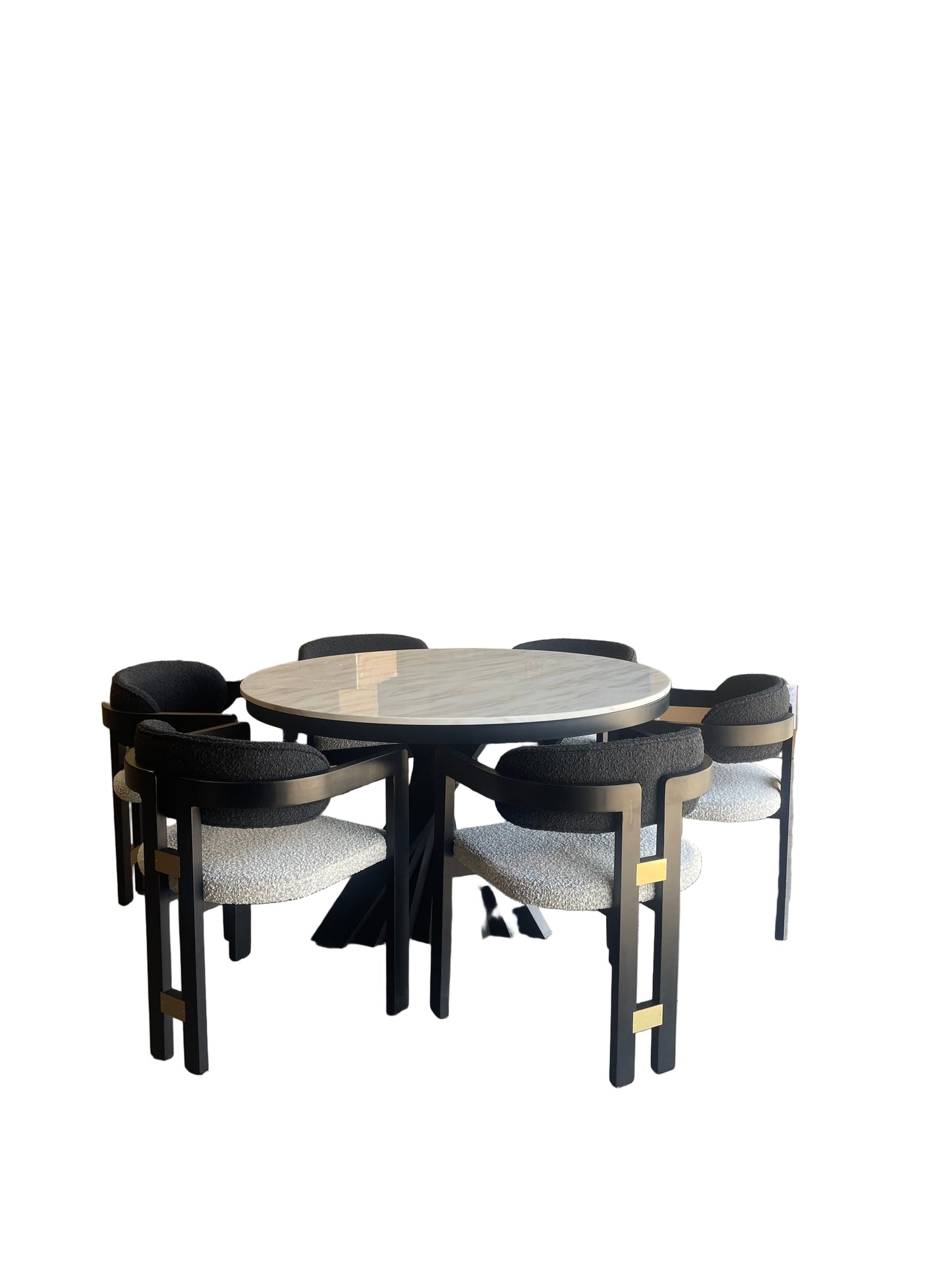 round contemporary dining table set for 6