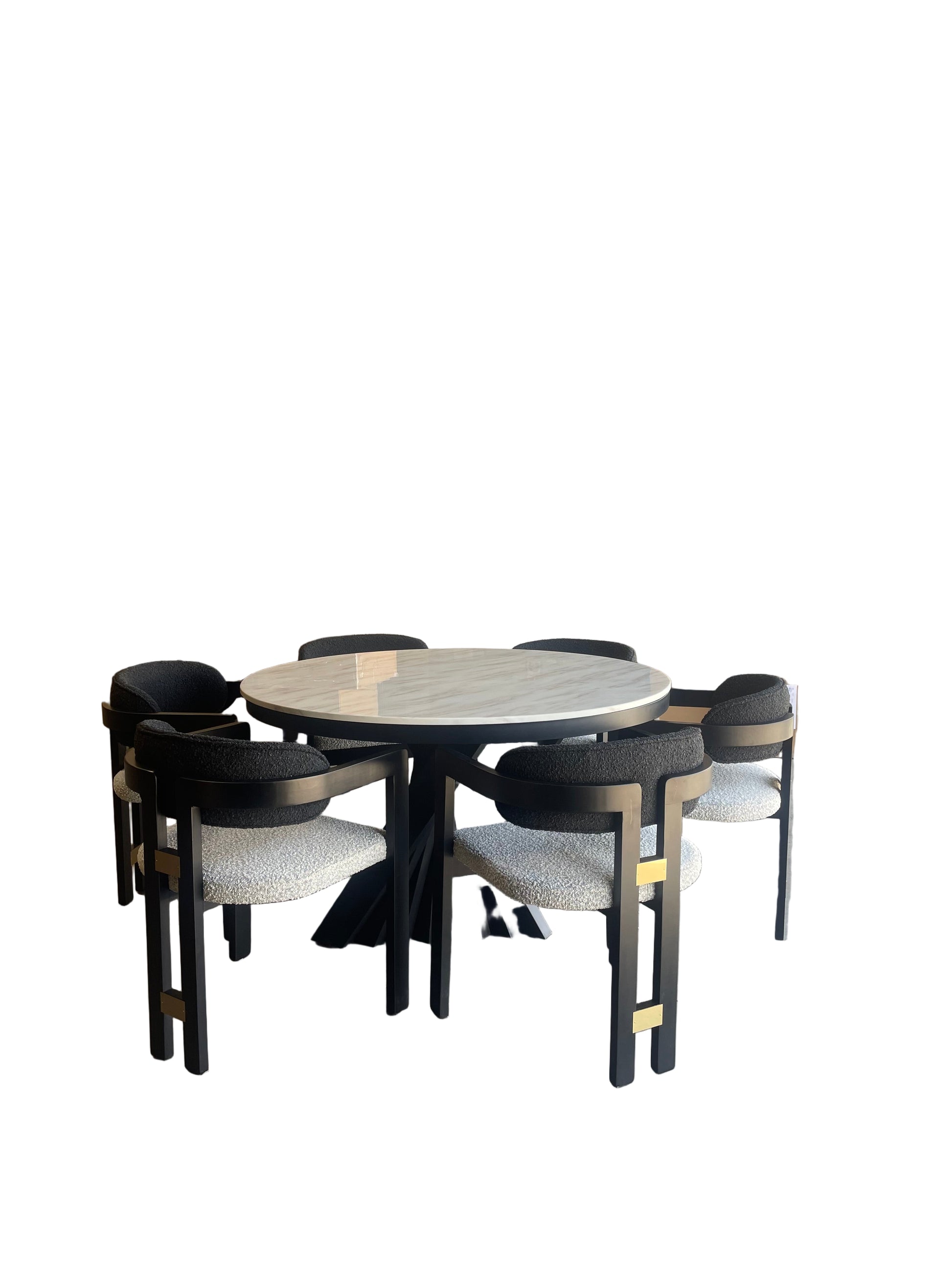 round contemporary dining table set for 6