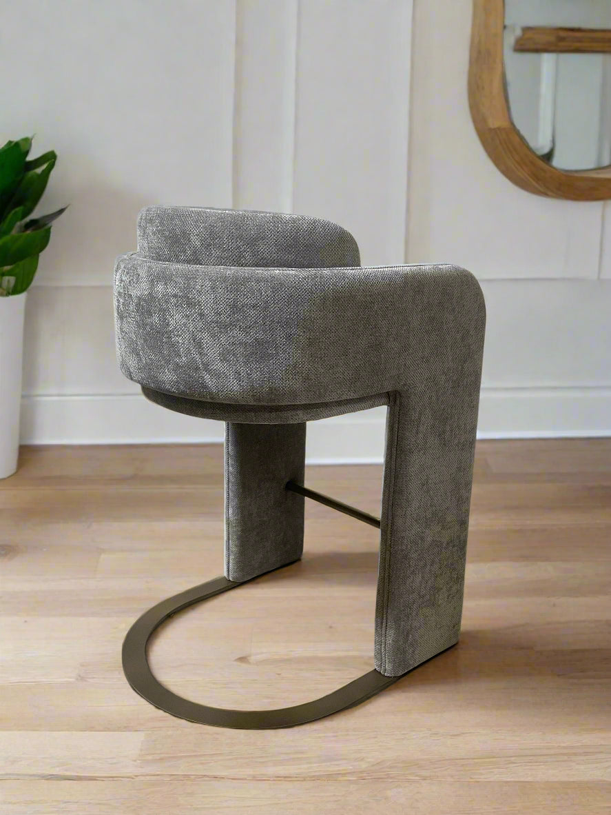 grey upholstered velvet  kitchen stool