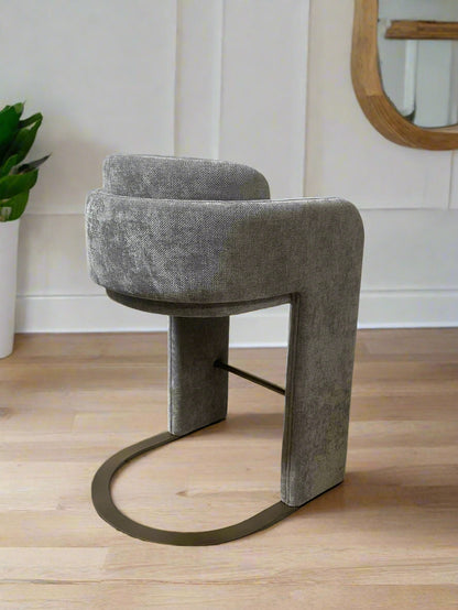 grey upholstered velvet  kitchen stool