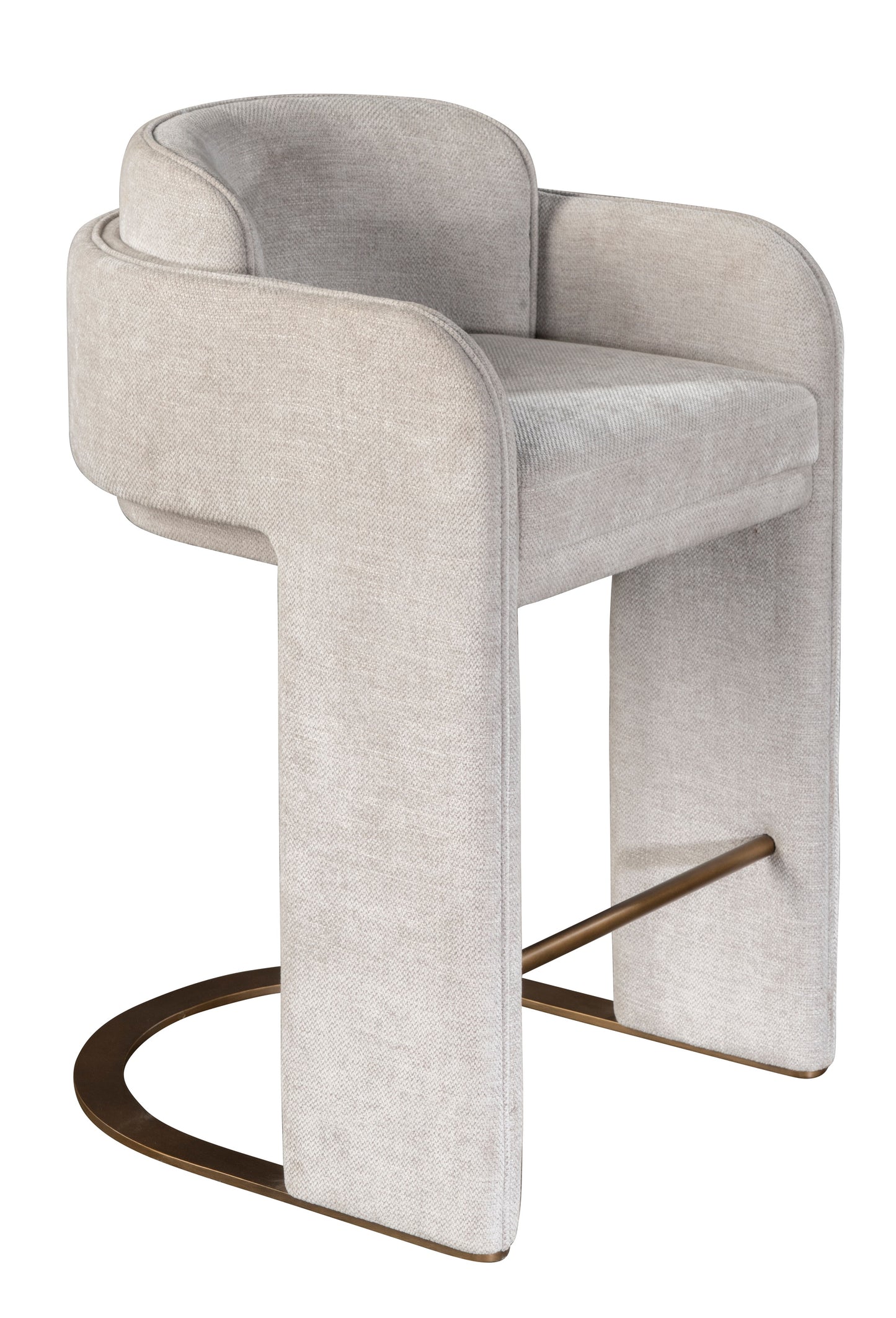 white upholstered counter stol with gold base