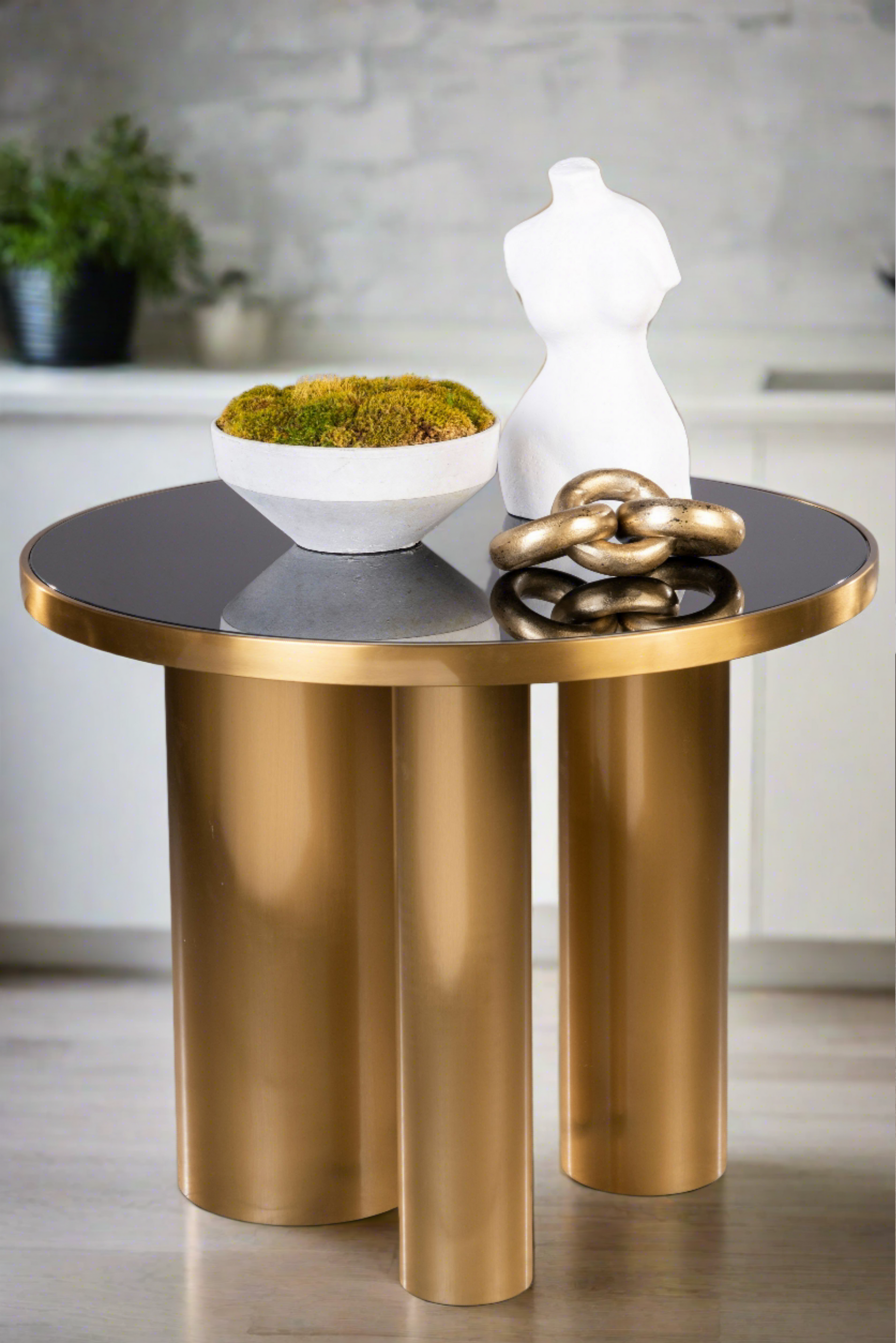 gold and black contemporary entry way table 