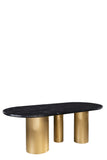 Balmain Black Marble Top Oval Dining Table Set for 6 in Black and White-PRE-ORDER