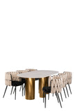 Balmain Stone Top Oval Dining Table for 6 with Black and White Chairs-PRE-ORDER