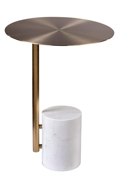 Emmy Marble Base Side Table White and Gold