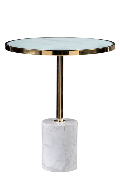 Kaia Marble Base Side Table-White and Gold