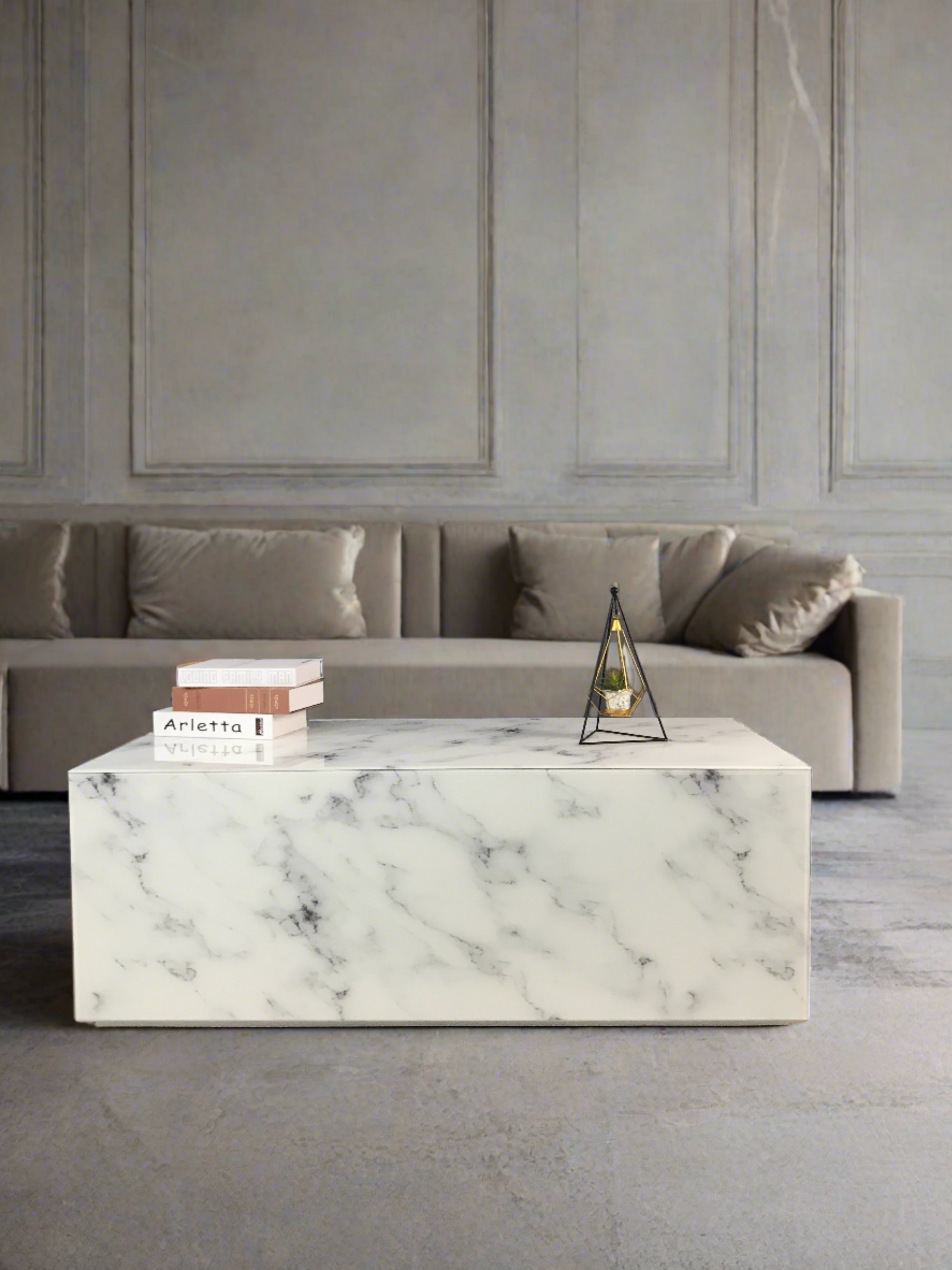 white faux marble coffee table