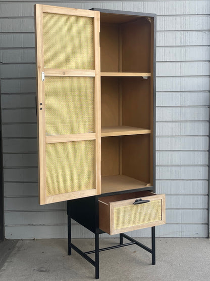 tall cane cabinet