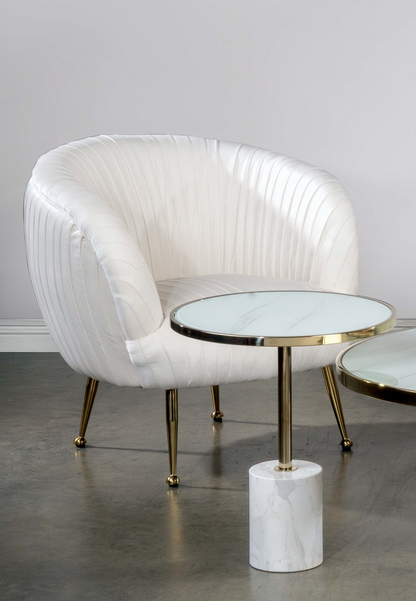 white marble round table