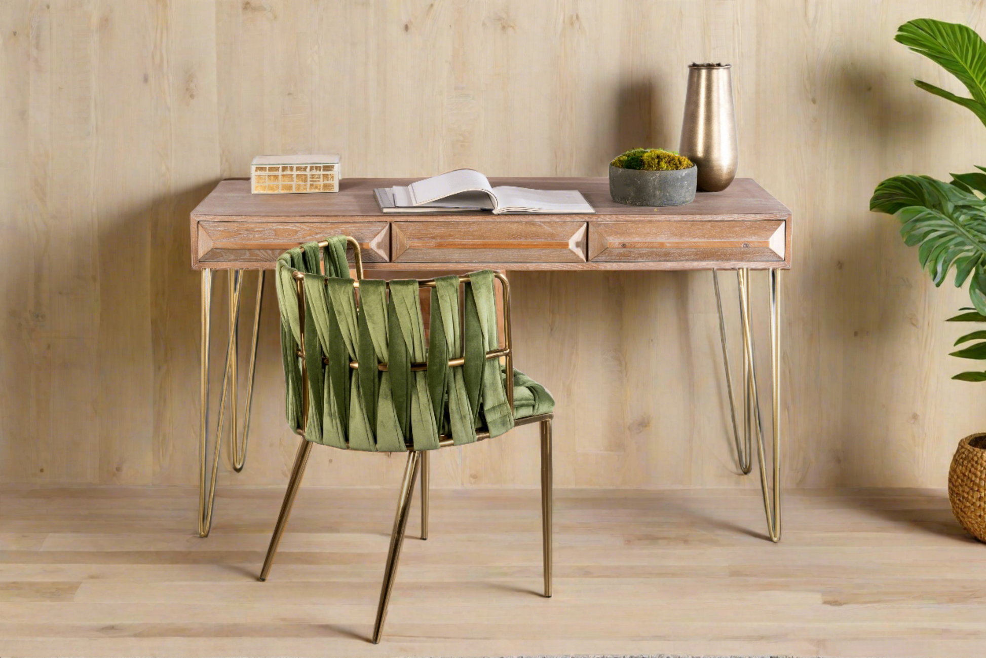 modern desk with gold legs