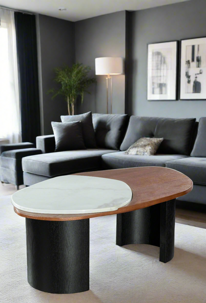 Modern Irregular Braxton Marble Top Coffee Table