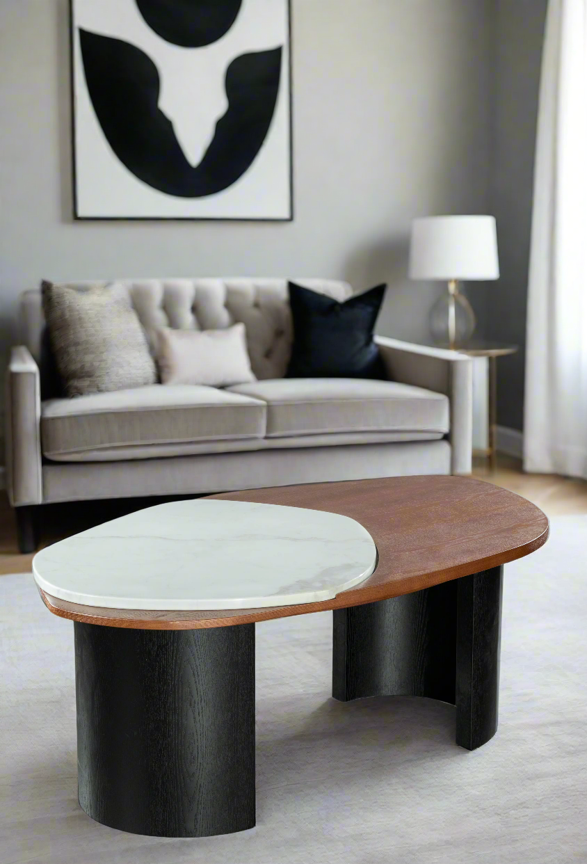 Modern Irregular Braxton Marble Top Coffee Table