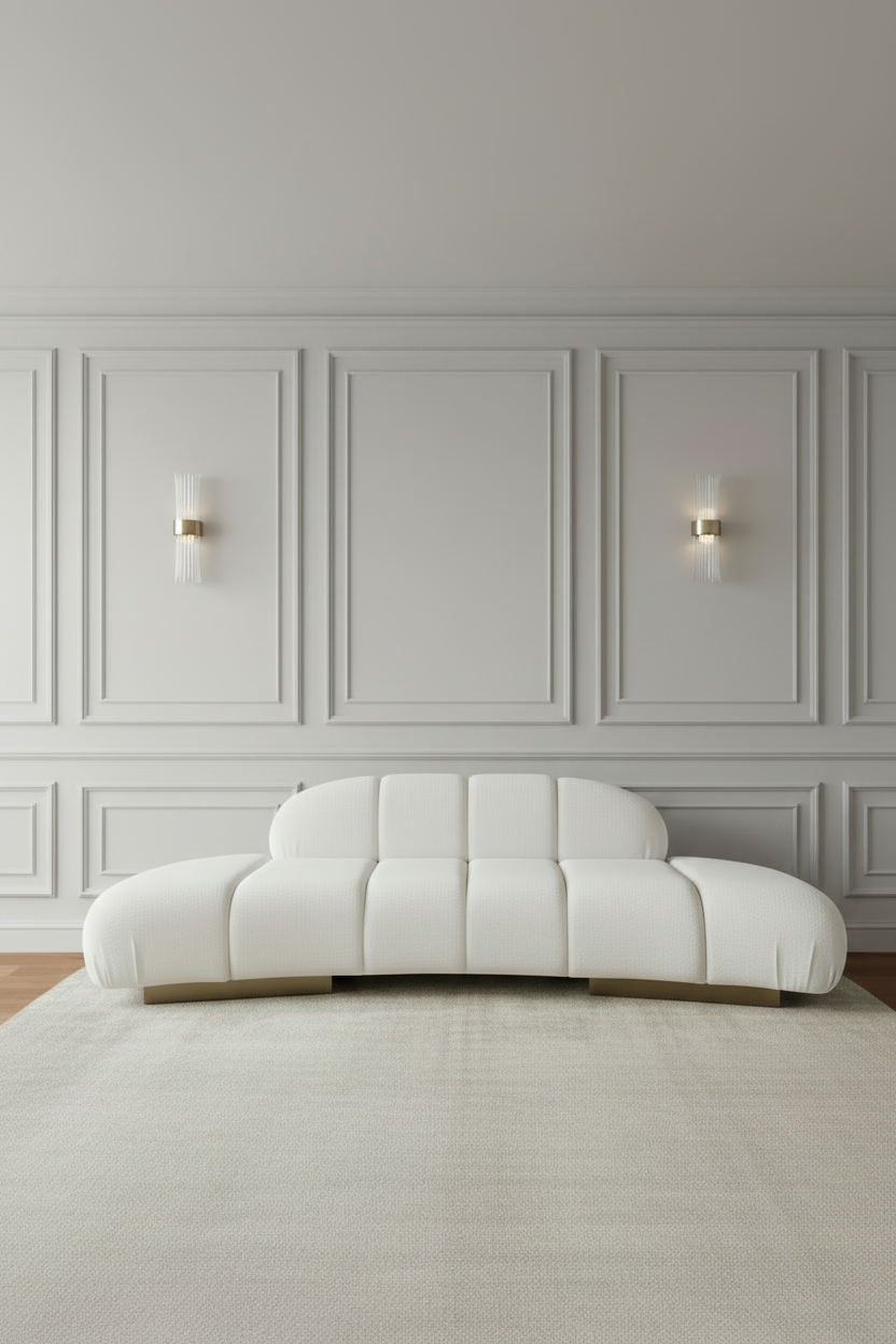Le Croissant Modern Curved Sofa in White