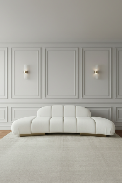 Le Croissant Modern Curved Sofa in White