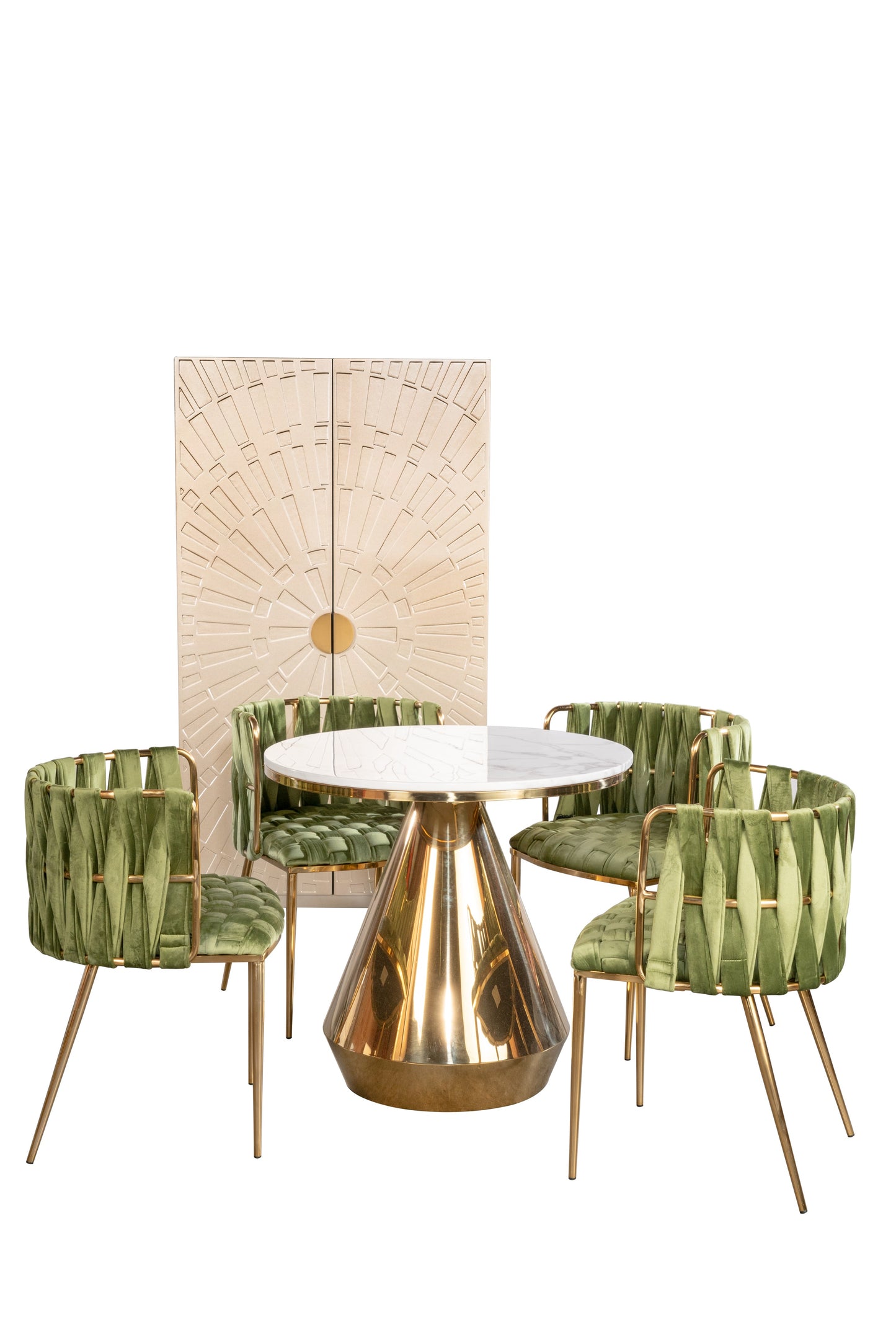 Gigi Marble Top Bistro Dining Table Set for 4  in Green