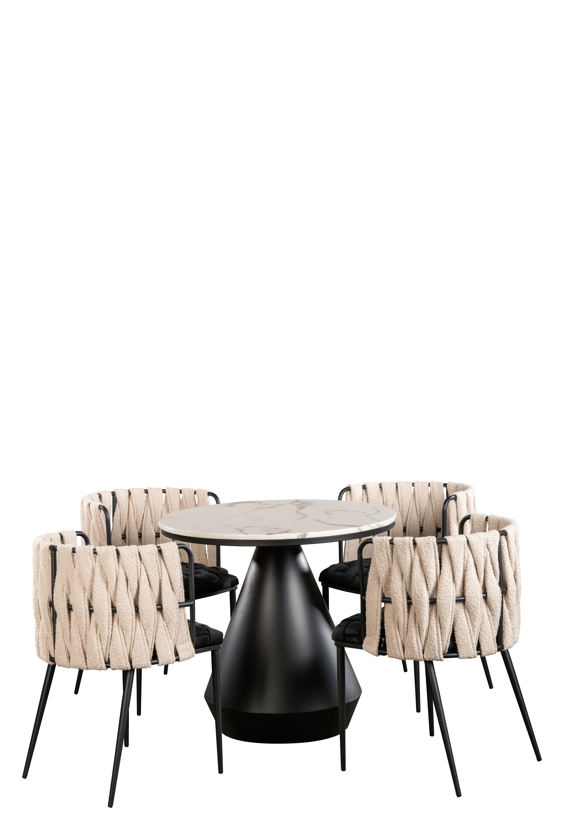 Black and white Marble Top Bistro Dining Table Set