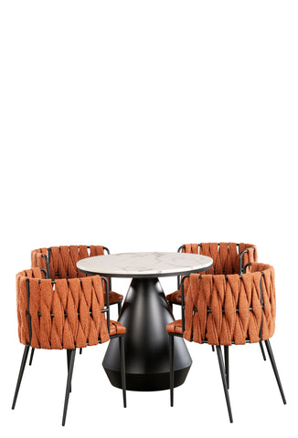 Gigi Marble Top Bistro Dining Table Set for 4  in Orange-PRE-ORDER