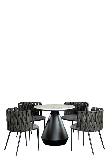 Gigi Marble Top Indoor Outdoor Bistro Table in Black