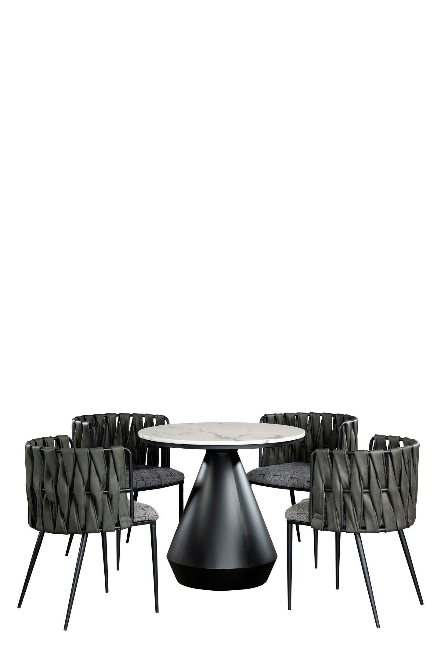 Gigi Marble Top Bistro Dining Table Set for 4  in Black and Gray-PRE-ORDER