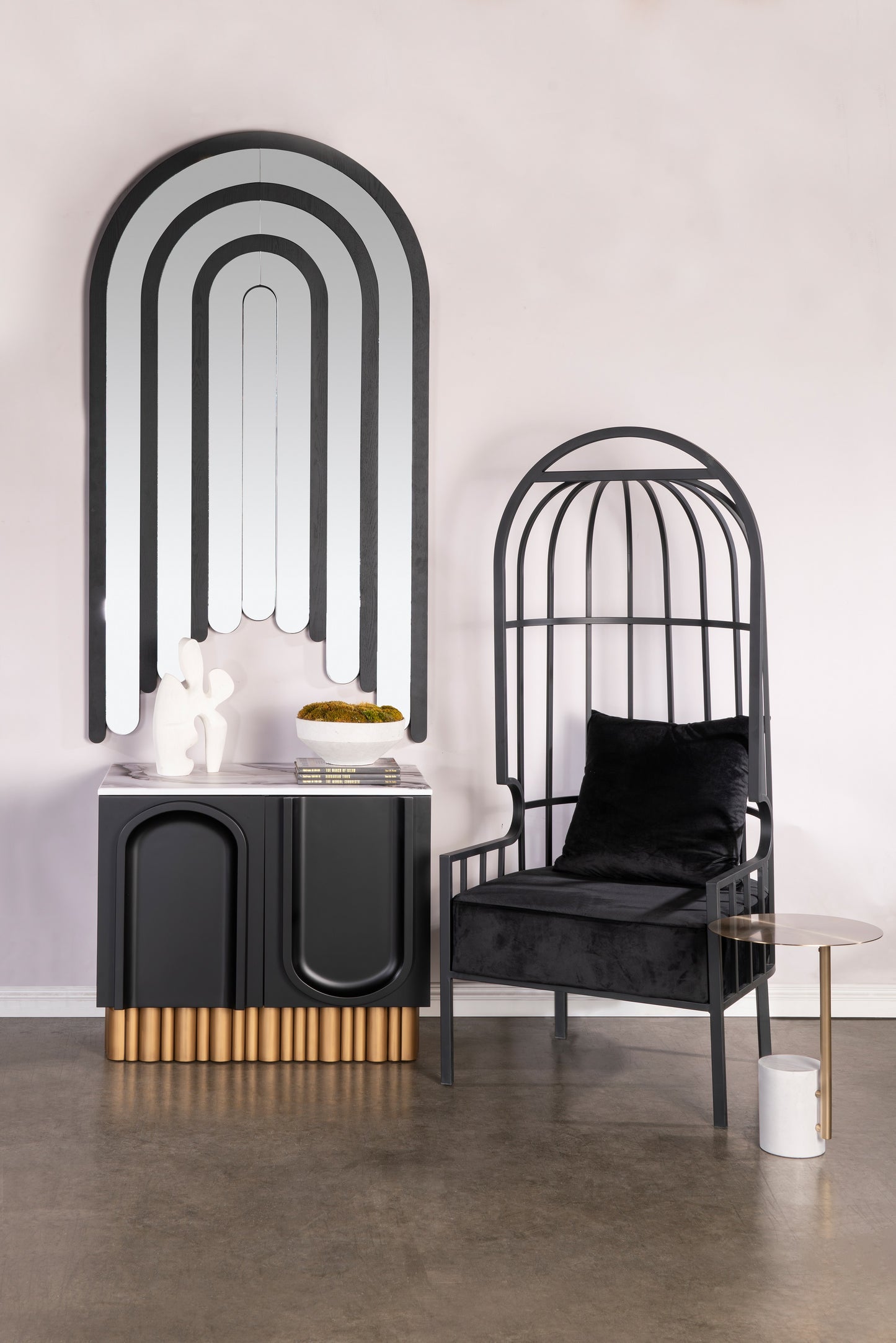 Cara Accent Cabinet in Black and Gold