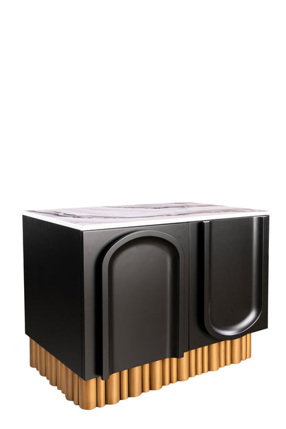 Cara 36"w Nightstand in Black and Gold