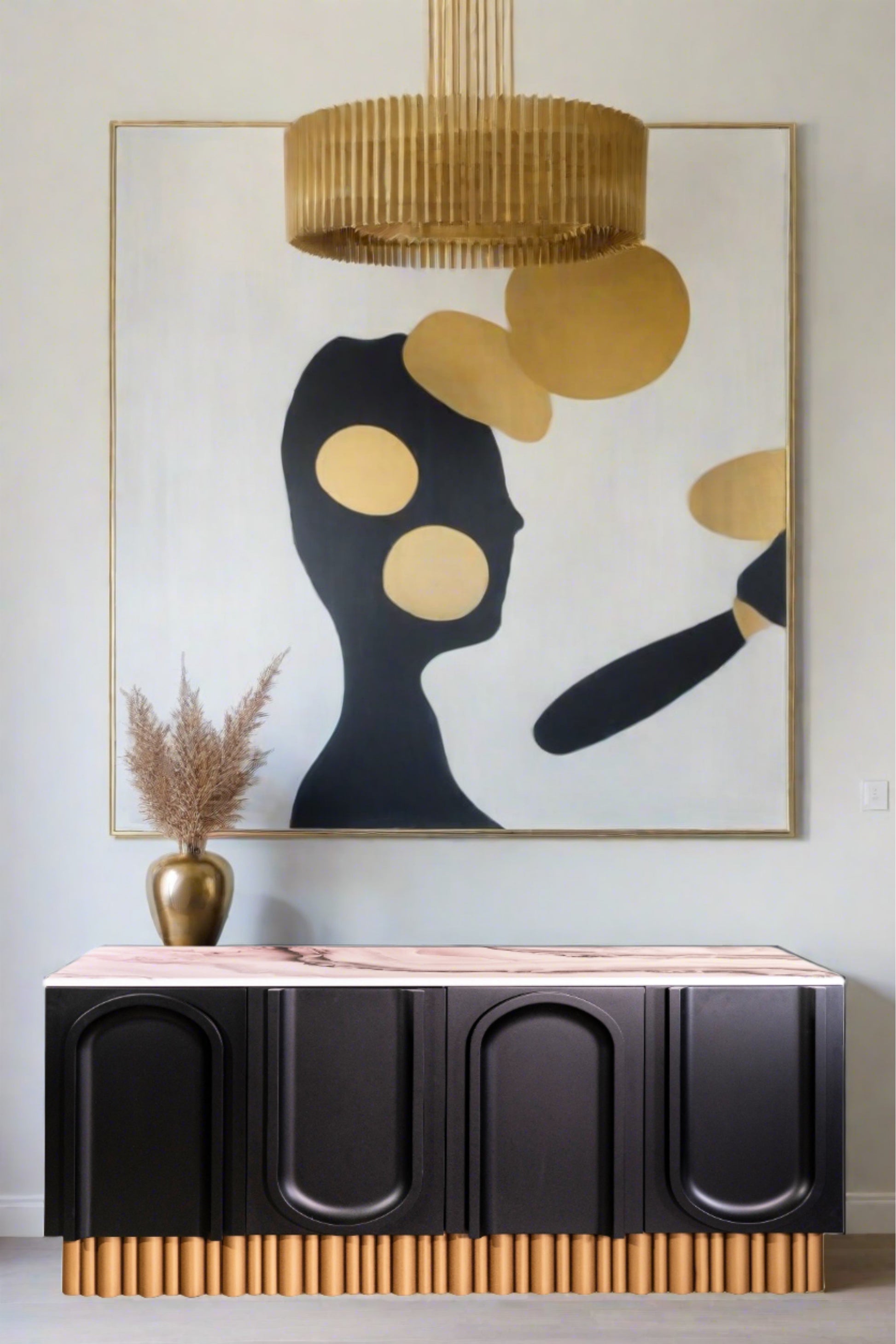 3 dimensional sideboard gold and black sideboard